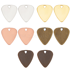 BENECREAT 10Pcs 5 Colors Alloy Guitar Picks, Guitar Accessories, Blank Stamping Tag, Triangle, Mixed Color, 30x26x1.7mm, Triangle Hole: 4x4.6mm, 2pcs/color(FIND-BC0004-52)