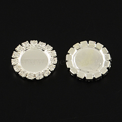 Silver Color Plated Brass Rhinestone Tray Cabochon Settings, Flat Round, Crystal, Tray: 10mm, 16x2.5mm(KK-Q583-10mm)