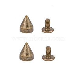 Iron Rivets, for Clothes Bag Shoes Leather Craft, Cone, Antique Bronze, 7.5~9x7mm, Hole: 5mm(IFIN-WH0057-40AB)