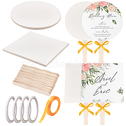 Olycraft DIY Hand Held Parlor Fans Making Kit, Including Chinese Art Paper, Wooden Flat Craft Sticks, Polyester Ribbon, Double Sided Adhesive Tapes, Mixed Color(DIY-OC0011-06)