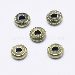 Brass Spacer Beads, Long-Lasting Plated, Cadmium Free & Nickel Free & Lead Free, Flat Round, Antique Bronze, 5x1.5mm, Hole: 1mm(KK-G336-15AB-NR)