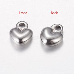 Tarnish Resistant 304 Stainless Steel Charms, Chain Extender Teardrop, Puffed Heart, Stainless Steel Color, 7.5x5.5x2mm, Hole: 0.5mm, about 500pcs/bag(STAS-K002-25A)