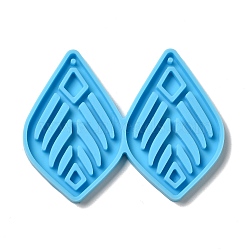 DIY Leaf Pendant Silicone Molds, Resin Casting Molds, for UV Resin & Epoxy Resin Jewelry Making, Deep Sky Blue, 52.5x69x4mm, Hole: 2mm, Inner Diameter: 49x32mm(DIY-I099-23)