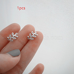 Alloy Leaf Cuff Earrings, Platinum, 10x10mm(WG3D3A6-02)