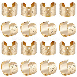 50Pcs Brass Ear Cuff Findings, with Hole and Star Pattern, Real 24K Gold Plated & Stainless Steel Color, 11x7mm, Hole: 0.9mm(KK-BBC0007-85)