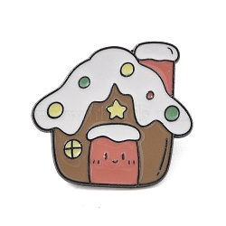 Christmas Theme Zinc Alloy Enamel Pin Brooch for Backpack Clothes, House, 25x27.5mm(JEWB-R003-02EB-07)