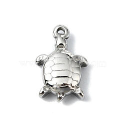 Anti-Tarnish 304 Stainless Steel Pendants, Tortoise Charm, Stainless Steel Color, 20x14x5mm, Hole: 1.5mm(STAS-L022-440P-02)