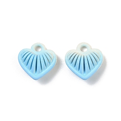 Spray Painted Alloy Pendants, Heart Charms, Lead Free & Nickel Free & Cadmium Free, Light Sky Blue, 10.5x9.5x5.5mm, Hole: 1.6mm(PALLOY-S038-15F)