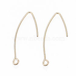 Brass Earring Hooks, with Horizontal Loop, Nickel Free, Real 18K Gold Plated, 35mm, Hole: 1.8mm, 20 Gauge, Pin: 0.8mm(KK-N231-08-NF)