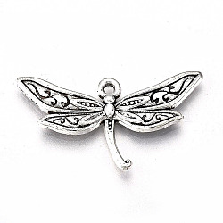 Tibetan Style Alloy Pendants, Lead Free & Cadmium Free, Dragonfly, Antique Silver, 17x31.5x2.5mm, Hole: 1.5mm, about 340pcs/500g(TIBE-S323-027AS-RS)