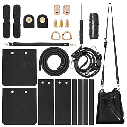 DIY Imitation Leather Sew on Women's Crossbody Bucket Bag Making Kit, including Fabrics, D Rings, Screw, Cord and Needle, Screwdriver, Black, Fihished Product: 220x200x100mm(DIY-WH0495-07A)