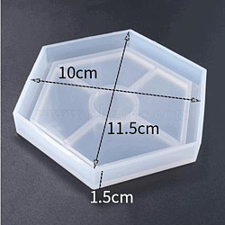 DIY Hexagon Cup Mat Silicone Molds, Coaster Molds, Resin Casting Molds, White, 115x100x15mm(SIMO-PW0001-117D)