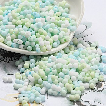 Macaron Color Opaque Frosted Glass Seed Beads, Peanut, Colorful, 6x3x3mm, Hole: 1.2mm, about 4000pcs/pound
