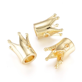 Brass Beads, Crown, Golden, 12x10.5mm, Hole: 1.2mm
