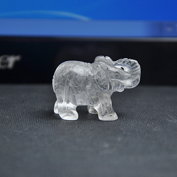 Natural Quartz Crystal Display Decorations, 3D Elepnant Ornament, for Home Office Desk, 38mm