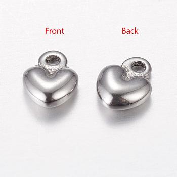 304 Stainless Steel Charms, Chain Extender Teardrop, Puffed Heart, Stainless Steel Color, 7.5x5.5x2mm, Hole: 0.5mm, about 500pcs/bag