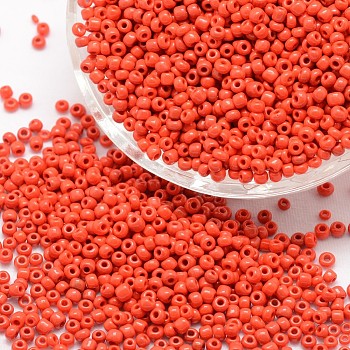8/0 Glass Seed Beads, Grade A, Round, Opaque Colours, Red, 2.8~3.2mm, Hole: 1.0mm, about 15000pcs/pound
