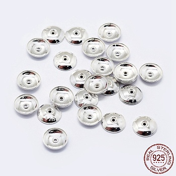 925 Sterling Silver Bead Caps, Apetalous, with 925 Stamp, Silver, 8x1.5mm, Hole: 0.8mm, about 57pcs/10g
