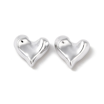 CCB Plastic Cabochons, Heart, Platinum, 17x18x7mm