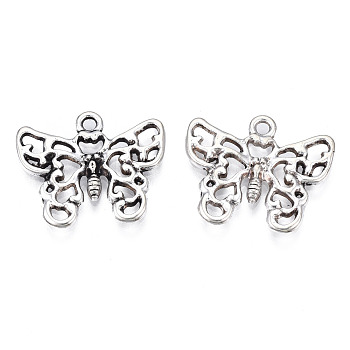 Tibetan Style Alloy Pendants, Cadmium Free & Lead Free, Butterfly, Antique Silver, 16x19.5x2mm, Hole: 1.6mm, about 880pcs/1000g