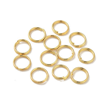 304 Stainless Steel Split Rings, Double Loops Jump Rings, Flat Round, Real 18K Gold Plated, 6x1mm, Inner Diameter: 4.5mm