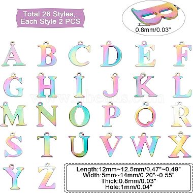 unicraftale 52個 26 スタイル真空メッキ 304 ステンレススチール チャーム(STAS-UN0023-49)-5