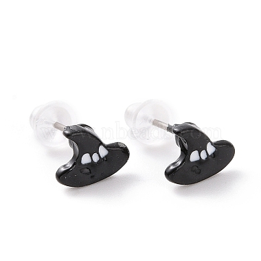Alloy Witch Hat Stud Earrings with Steel Pin(EJEW-E143-06)-1