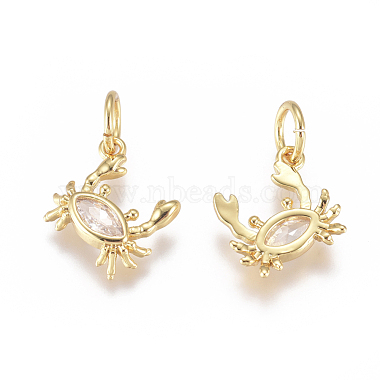 Golden Clear Crab Brass+Cubic Zirconia Charms