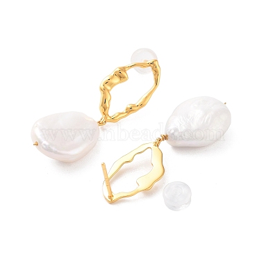 Pendientes de perlas naturales en forma de lágrima para mujer(EJEW-E303-26G)-2