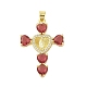 Rack Plating Brass Micro Pave Cubic Zirconia Heart Shape Virgin Mary Cross Pendant(KK-S380-44G-G)-1