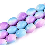 Spray Painted Synthetic Turquoise Beads Strands, Oval, Two Tone, Medium Orchid, 15~15.5x11.5~12mm, Hole: 1mm, about 25pcs/strand, 14.76~14.96''(37.5~38cm)(TURQ-T004-15B)