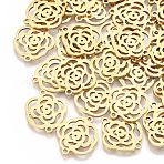 201 Stainless Steel Links, Laser Cut Links, Flower, Golden, 17x14x1mm, Hole: 1.4mm(X-STAS-T044-48G)