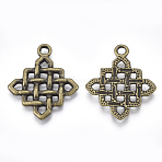 Tibetan Style Alloy Pendants, Cadmium Free & Lead Free, Knot, Antique Bronze, 25x21x1.5mm, Hole: 2mm, about 740pcs/1000g(TIBE-Q092-05AB-RS)