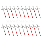 20Pcs Halloween Alloy Enamel Pendants, Antique Silver, Sword Charm, Red, 54.5x16x5mm, Hole: 2mm(FIND-UN0003-03)