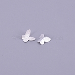 Textured Alloy Cabochons, Nail Art Decoration Accessories for Women, Butterfly, Silver, 7.5x7.5x2.5mm(MRMJ-WH0060-53S)