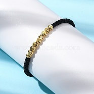 Polyester Cord Braided Bead Bracelets for Women, with Brass Beads, Long-Lasting Plated, Black, Inner Diameter: 1-7/8~2-5/8 inch(4.8~6.6cm)(BJEW-L698-01G-10)