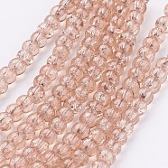 Spray Painted Crackle Glass Beads Strands, Round, BurlyWood, 4mm, Hole: 1.1~1.3mm, about 200pcs/strand, 31.4 inch(CCG-Q001-4mm-07)