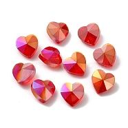 Electroplate Glass Beads, AB Color Plated, Faceted, Heart, Red, 14x14x8.5mm, Hole: 1mm(X-EGLA-Q091-14mm-A06)