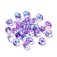 Transparent Glass Charms, Dyed & Heated, Faceted, Teardrop, Mauve, 6x5.5x6.5mm, Hole: 0.8mm(GLAA-O017-02G)
