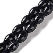 Synthetic Blue Goldstone Beads Strands, Rice, 9x6mm, Hole: 1mm, about 44pcs/strand, 15.94 inch(40.5cm)(G-I369-B21-01A)