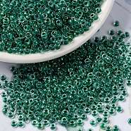 MIYUKI Round Rocailles Beads, Japanese Seed Beads, (RRHB169) Sparkling Forest Green Lined Crystal AB, 8/0, 3mm, Hole: 1mm, about 2111~2277pcs/50g(SEED-X0055-RRHB169)