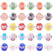 PandaHall Elite 60Pcs 10 Colors Handmade Luminous Inner Flower Lampwork Beads, Round, Mixed Color, 12mm, Hole: 2mm, 6pcs/color(LAMP-PH0001-22A)