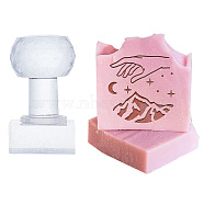 Clear Acrylic Soap Stamps with Big Handles, DIY Soap Molds Supplies, Mountain, 64x50x50mm, Pattern: 35x35mm(DIY-WH0445-020)