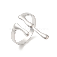 304 Stainless Steel Melting Drop Open Cuff Rings for Women, Stainless Steel Color, US Size 8 1/2(18.5mm)(RJEW-L107-001P)