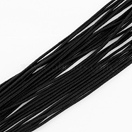 Elastic Cord, with Fibre Outside and Rubber Inside, Black, 4.0mm, about 109.36 yards(100m)/bundle(EC-R004-4.0mm-12)