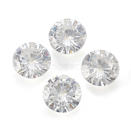 Cubic Zirconia Pointed Back Pendants, Faceted, Flat Round, Clear, 5mm, Hole: 1mm(X-ZIRC-N037-5mm-01)