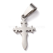 304 Stainless Steel Pendants, for Jewelry Making, Cross, Stainless Steel Color, 19x12x1.2mm, Hole: 3.5x7mm(STAS-P253-15P)