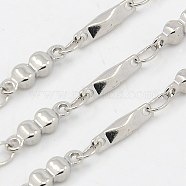 3.28 Feet 304 Stainless Steel Chains, Decorative Bar Link Chain, Soldered, Stainless Steel Color, 2.5x2mm(X-CHS-K001-62)