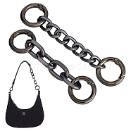 4Pcs 2 Styles Double Alloy Spring Gate Rings, with Chain, Gunmetal, 95~107mm, 2pcs/style(FIND-UN0002-21)
