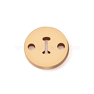Brass Connector Charms, Laser Cut Flat Round Links with Letter Pattern, 14K Gold Filled, Letter.I, 6x0.8mm, Hole: 0.8mm(KK-TAC0017-04G-04)